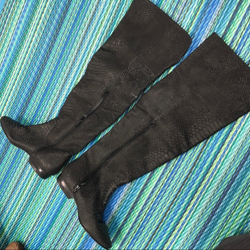Kelsi Dagger Snake Skin Leather OTK Boots
